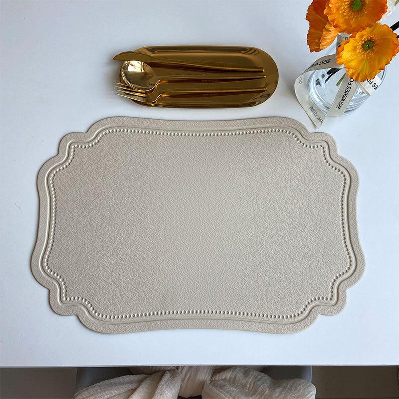 Leather placemat ins wind retro dining table mat European creative thermal insulation mat Nordic waterproof and oil-proof western dining mat