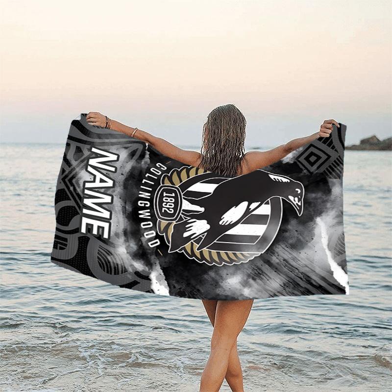 1pc Football17 Beach Towel with Custom Name, Beach/Swimming/Bath/Picnic/Camping Towel, Suitable for Seaside Beaches