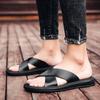 Men's Leather Sandals 2024 Summer Quality Beach Slippers Casual Shoes Flat Bottomed Outdoor Beach Shoes Large Size 45