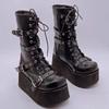 Plus Size 43 Autumn Women Boots Buckle Round Toe Wedges Platform Boots Punk Goth INS Women Street Shoes Combat Boots for Women