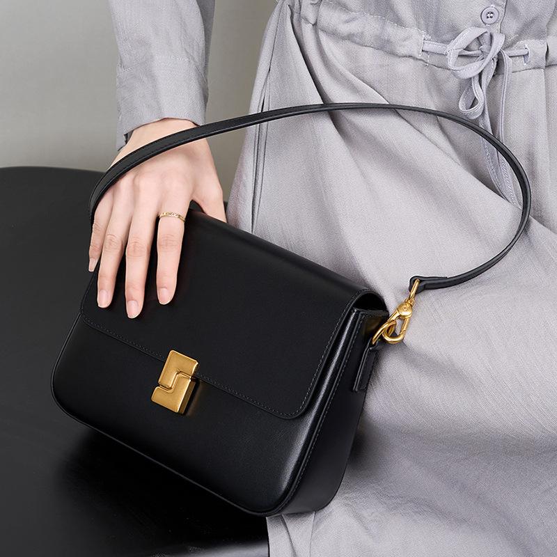 Leather Bag Women's Bag Crossbody Bag Women's Commuter Shoulder Tofu Bag Small Square Bag Cowhide Bag