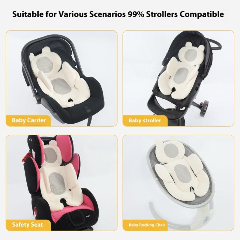 Дышащая хлопковая подушка для детского автокресла, нескользящая конструкция для колясок и сиденья безопасности, машинная стирка