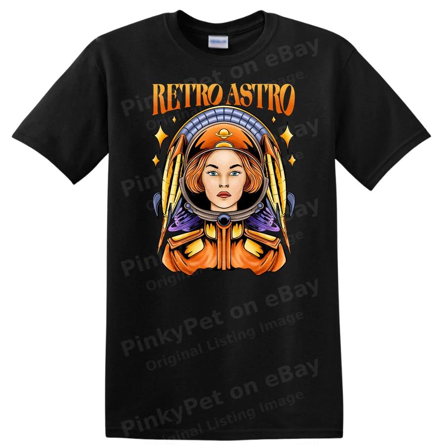 Retro Astronaut Women T Shirt Vintage Spacewoman Graphic Tee for Cool Fans