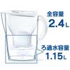 Brita Marella Water Filter, 1.15L Filter Capacity, 2.4L Total Capacity, Includes 3 Maxtra Plus Cartridges [Official Japanese Product]