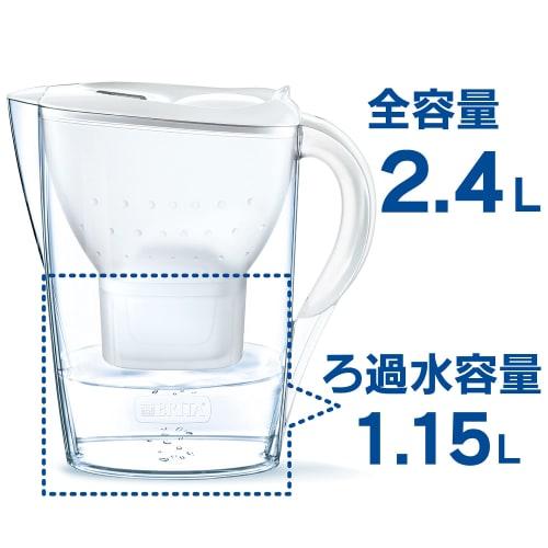 Brita Marella Water Filter, 1.15L Filter Capacity, 2.4L Total Capacity, Includes 3 Maxtra Plus Cartridges [Official Japanese Product]