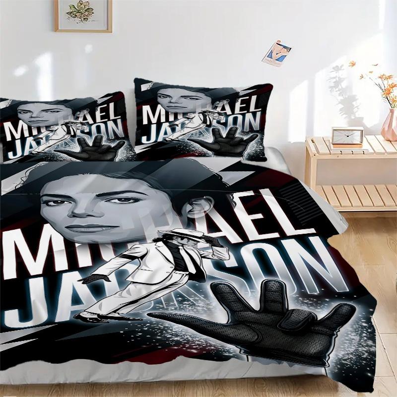 Michael Jackson Pop Print 3Pcs Bedding Set,Duvet Cover with 2 Bedro,Pillowcase Home Birthday Gift