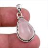 Подвеска из натурального розового кварца ручной работы из цельного серебра 925 пробы 1,25 дюйма K6K78