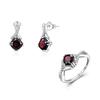 Luxury Elegant Silver Earrings Ring & Pendant Set for Lady Natural Garnet January Birthstone Fashion Jewelry Proposal Love Gift