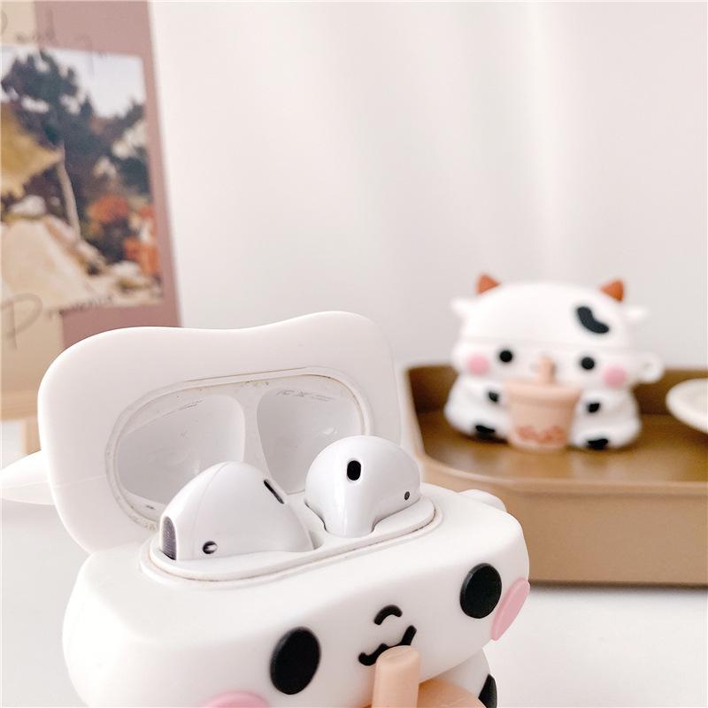 Молочный чай корова AirPods Pro2/3 поколение Apple Bluetooth беспроводная гарнитура чехол креативный милый мягкий резиновый корпус