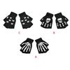 Unisex Adult Halloween Skeleton Skull Half Finger Gloves Luminous Winter Mittens