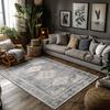Beige Moroccan Bohemian Area Rug, Floral Pattern Non-Slip Carpet, Living Room Mat for Cozy Home Decor Ethnic Patterns