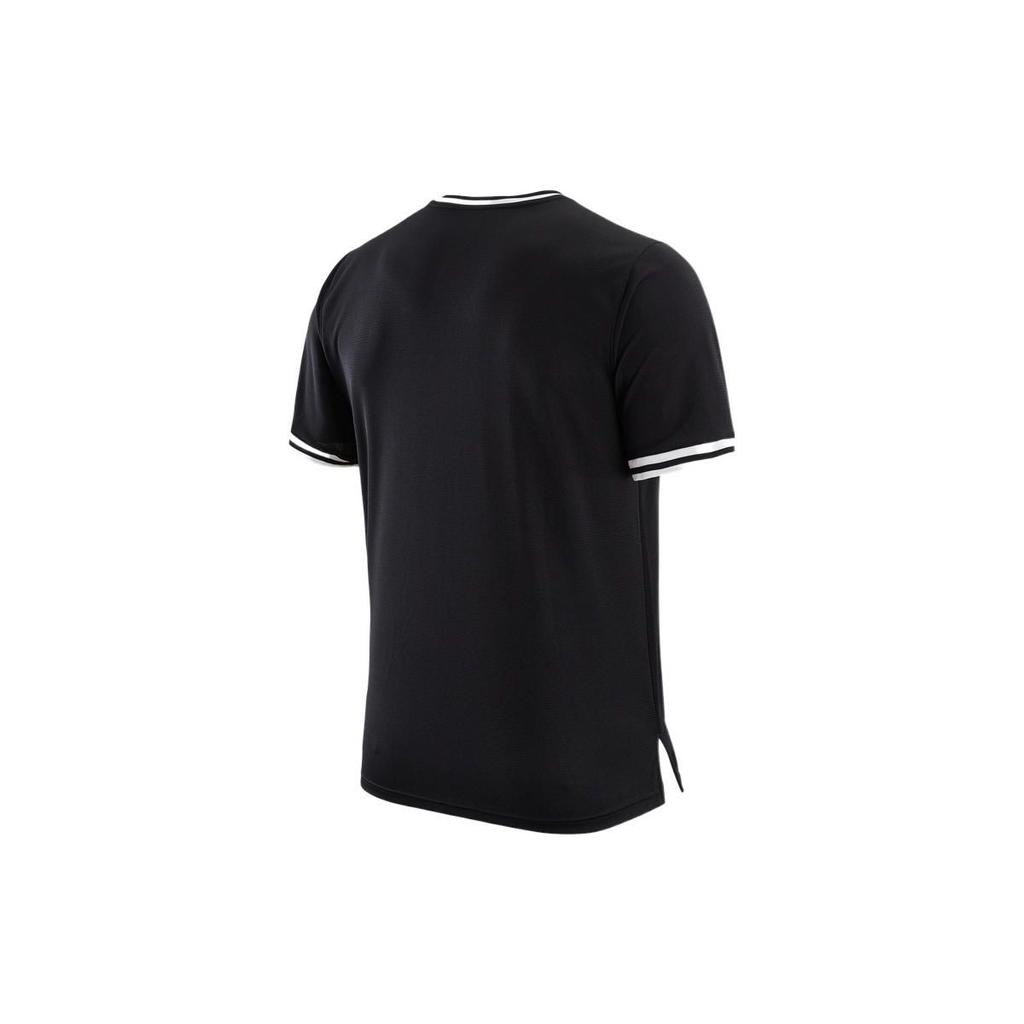 Nike Футболка в полоску с круглым вырезом и коротким рукавом с принтом алфавита, мужские топы, черные DR2263-010