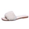 Fashion Bedroom Slides Shoes for Women 2024 Fuzzy Low Heel Summer Soft House Furry Sandals Woman Slippers Green Home Luxury On Promotion