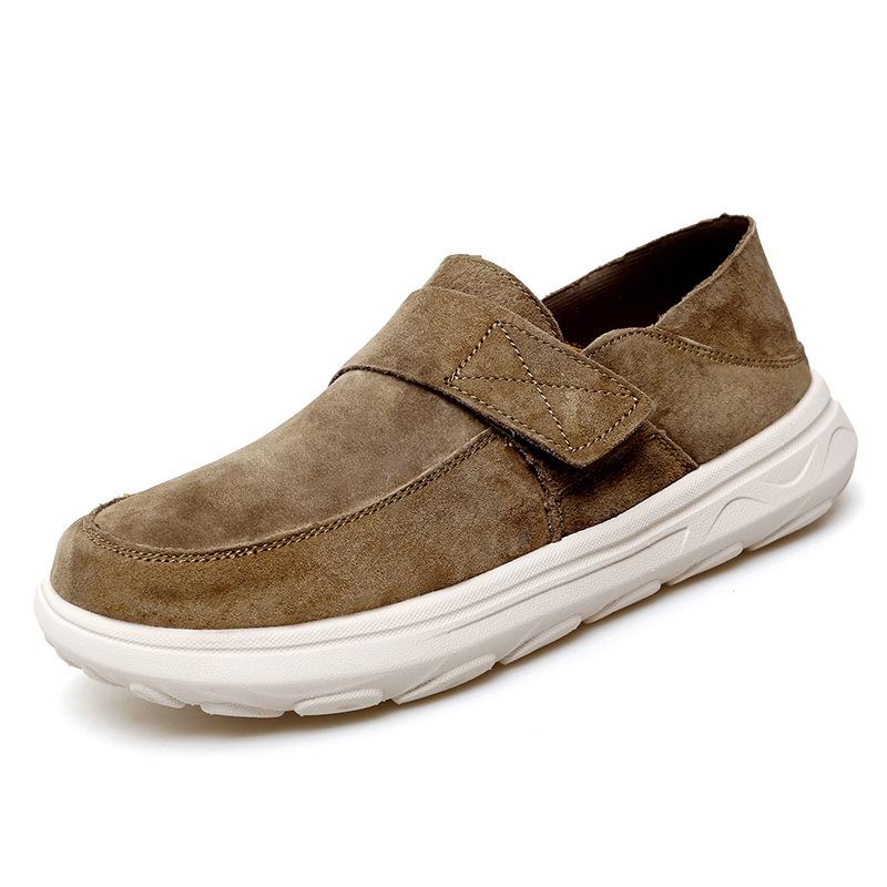 2024 New Large Size Men's Shoes Leather Dude Loafers Trendy Casual Shoes Men's Velcro Lazy Shoes