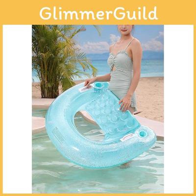 Экологичный ПВХ Блестящий Надувной U-образный Плавник для Взрослых 100 Голубой Водный Шезлонг