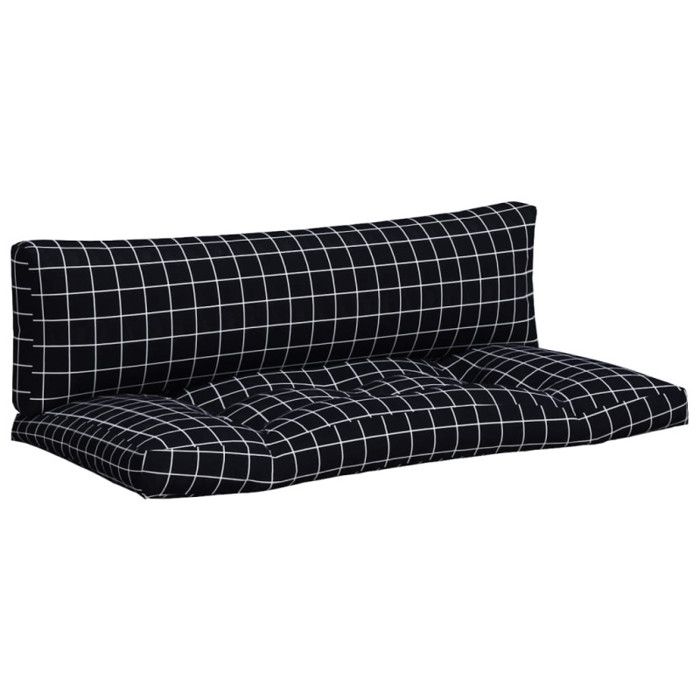VidaXL Coussins de palette 2 pcs motif à carreaux noir tissu Oxford 360938