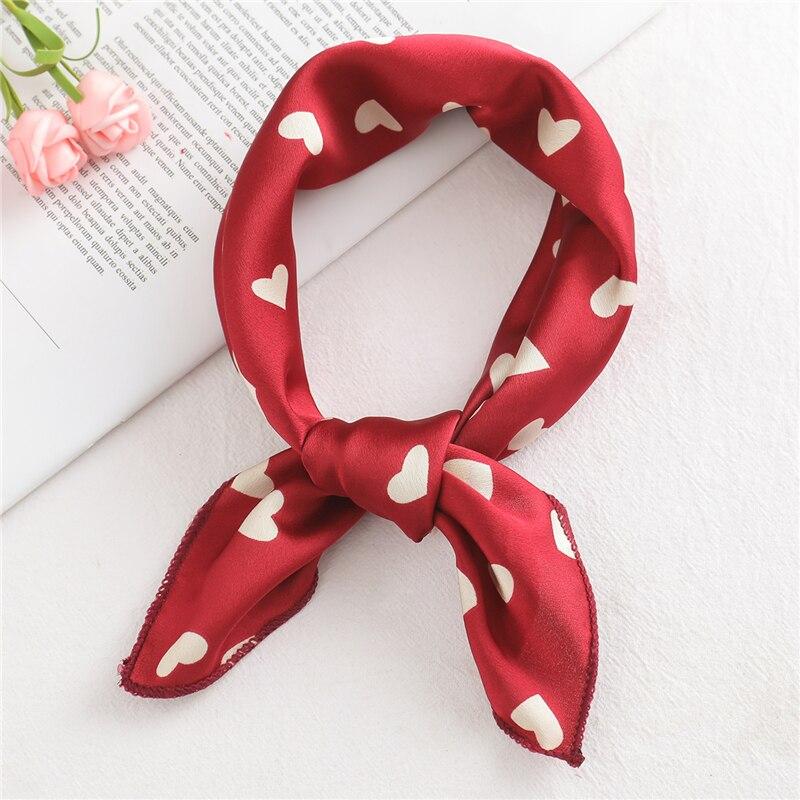 2021 Small Size Women Scarf Fashion Print Silk Scarves Square Neck Office Satin Handkerchief Bandana Foulard