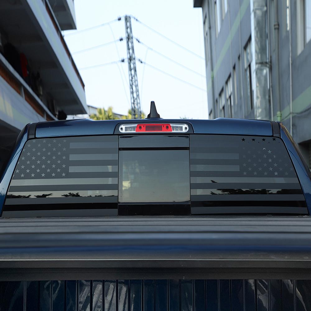 BII1 for Dodge Ram 2009-2025 Car Rear Window Stickers Back Windshield Glass Decal USA Flag PVC Cover Trim Exterior Accessories