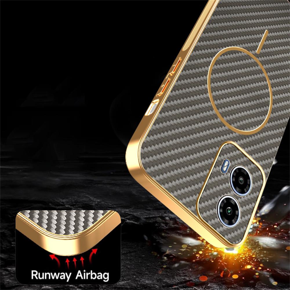 For Motorola Moto G34 5G/G45 5G Phone Case Carbon Fiber Textured Electroplated TPU Back Cover