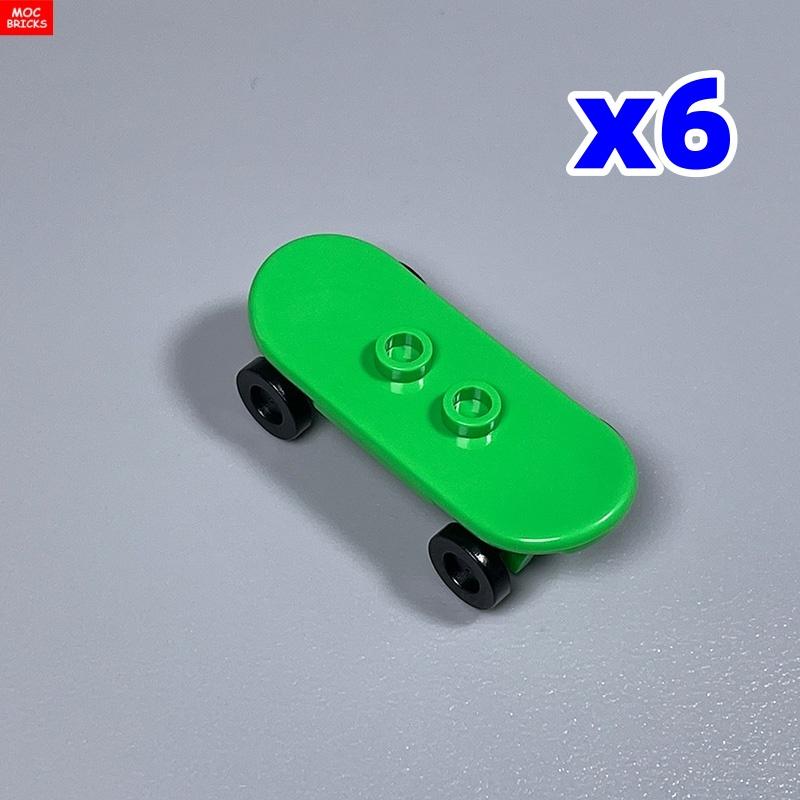 6 шт. Кубики MOC Игрок на скейтборде с колесами Парк Уличная сцена Строительные блоки 88422 42511 Пластиковый материал Детские игрушки Подарки
