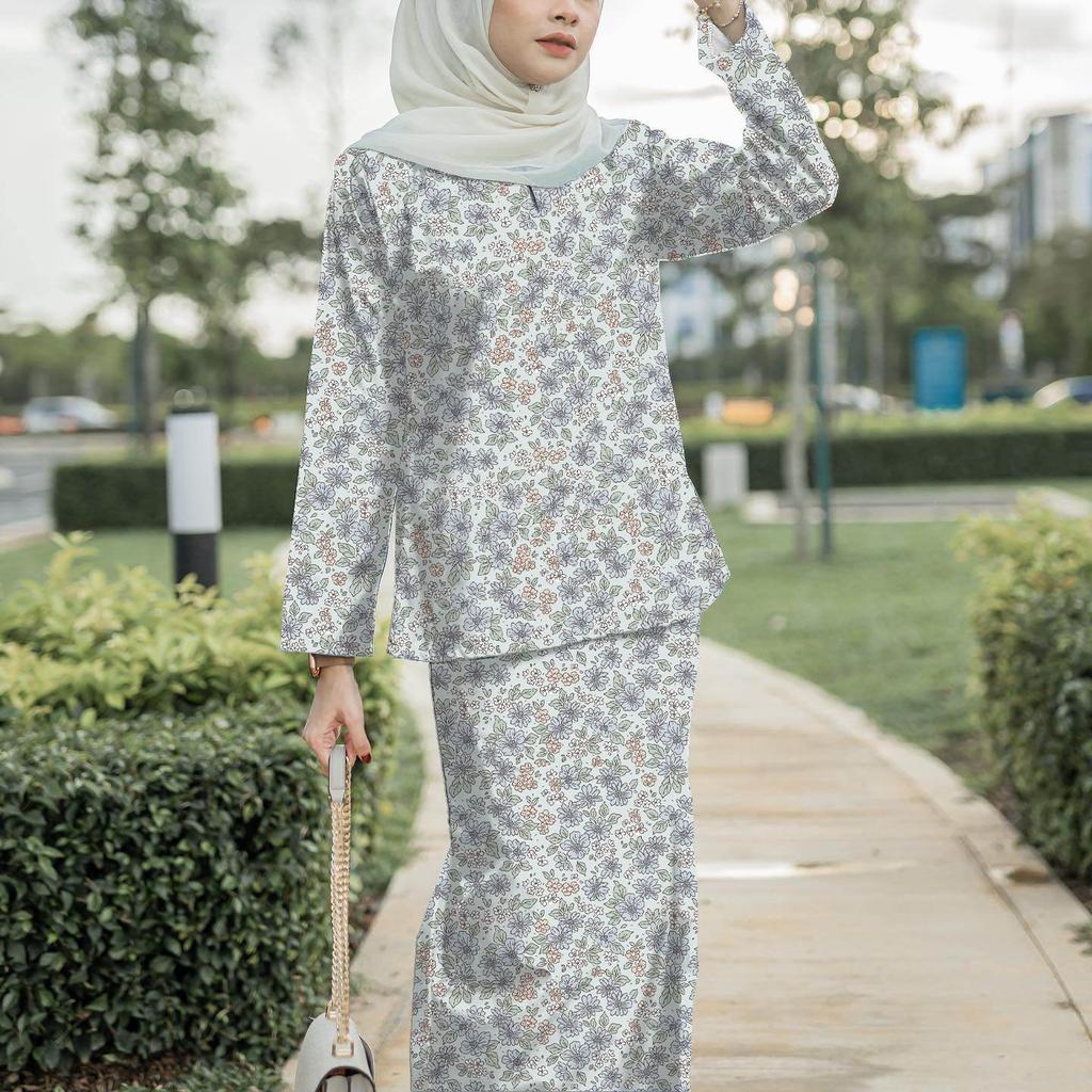 2025 New Design Printed Pattern High Quality Fabric Kulong Pahang Ladies Muslim Suit Comfortable Breathable Elegant Sweet Series Fashion Trend
