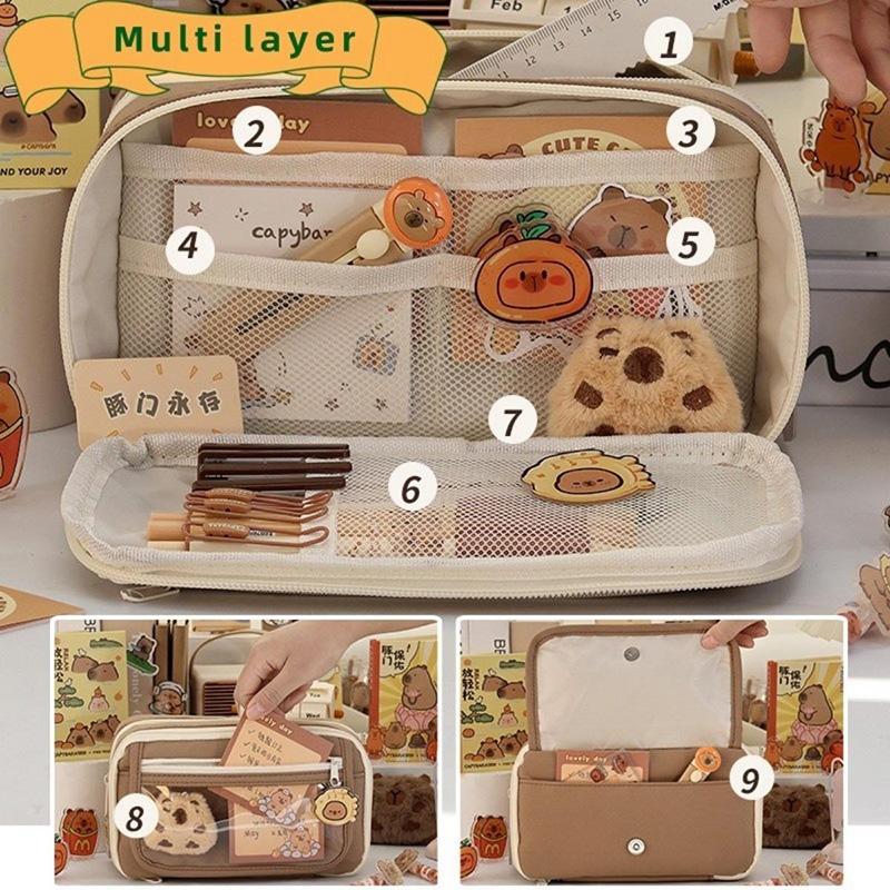 Двухслойный пенал большой емкости минималистичный тканевый пенал для девочек-студенток школьные канцелярские принадлежности органайзер сумки для ручек