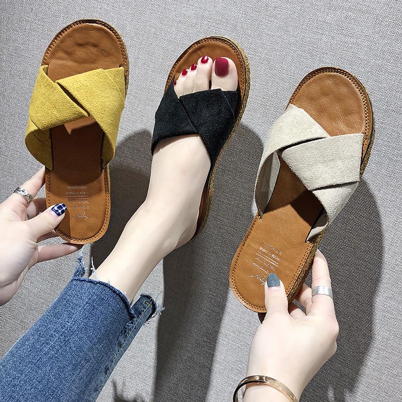 Sandals Women Wear Korean Version of Summer Flip Flops Flat Bottom Cross Women's Slippers Fashion Women's Shoes