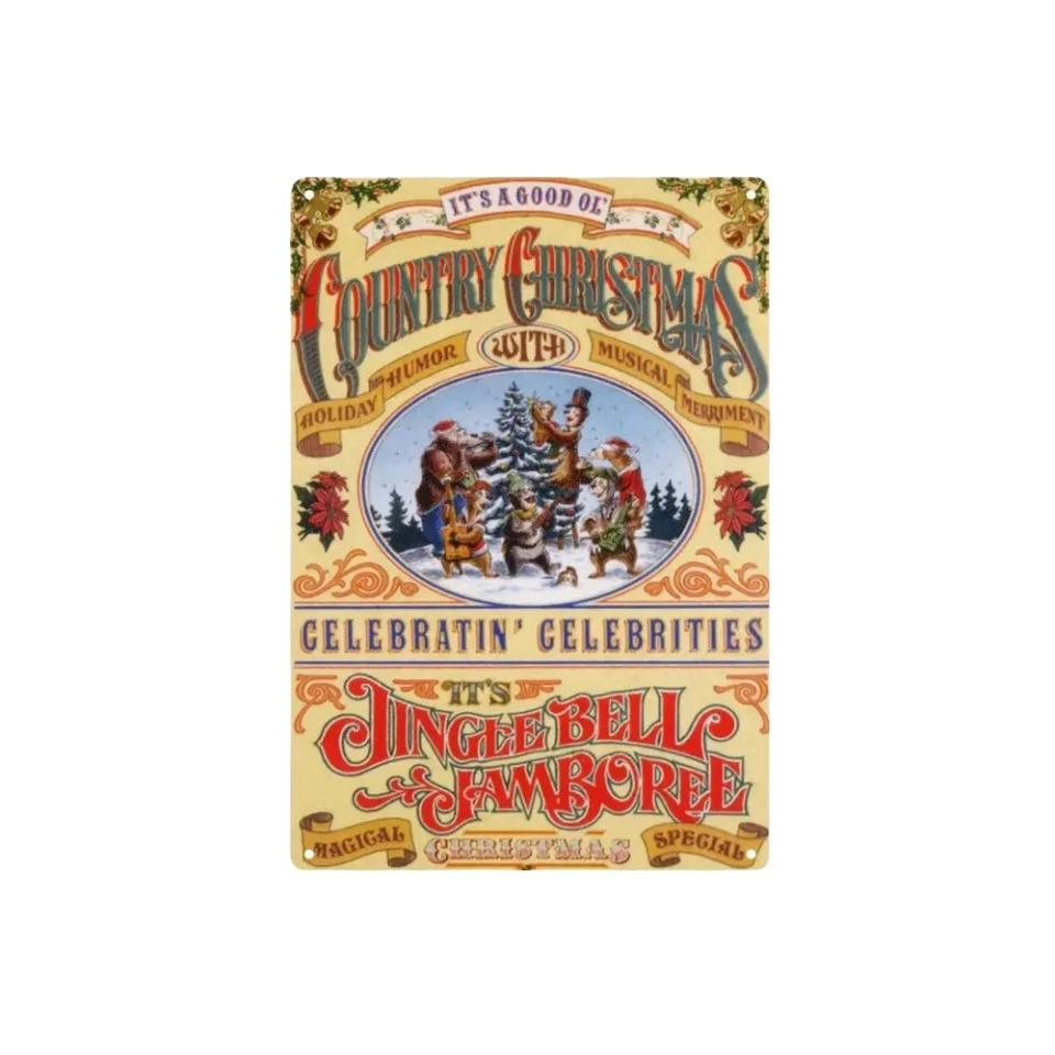 Винтажный металлический постер Рождественский эльф Металлические жестяные таблички Постеры Тарелка Красочный визуальный эффект Настенное искусство для Кафе Бара Офиса Клуба Паба