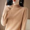 Women's Solid Color Half Turtleneck Pullover Sweater - Slim Fit, Long Sleeve, Warm Knitted, Autumn/Winter Collection.