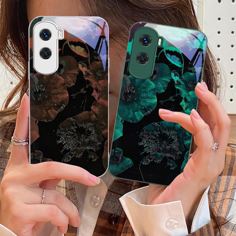Простые розовые цветы для Honor 200 90 8X 9X Pro Lite P50 P40 Nova 10 11i P60 Magic4 6 Mate 20 50 Закаленное стекло Чехол для телефона