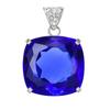 CERTIFIED 82 Ct Square Cushion 925 Sterling Silver Blue Tanzanite Stone Pendant AI-100-NS