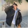 Winter Checkerboard Down Padded Jacket Women's Loose Wind Stand-up Collar Short Padded Jacket Padded Jacket Thickened Bread Jacket