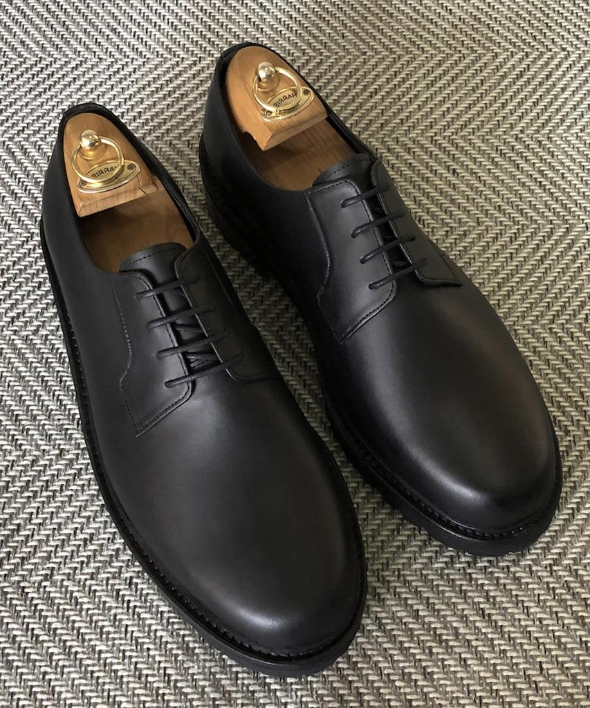 Joenshoe Human Black Stitch Derby Work Boots Oxford Matte Black