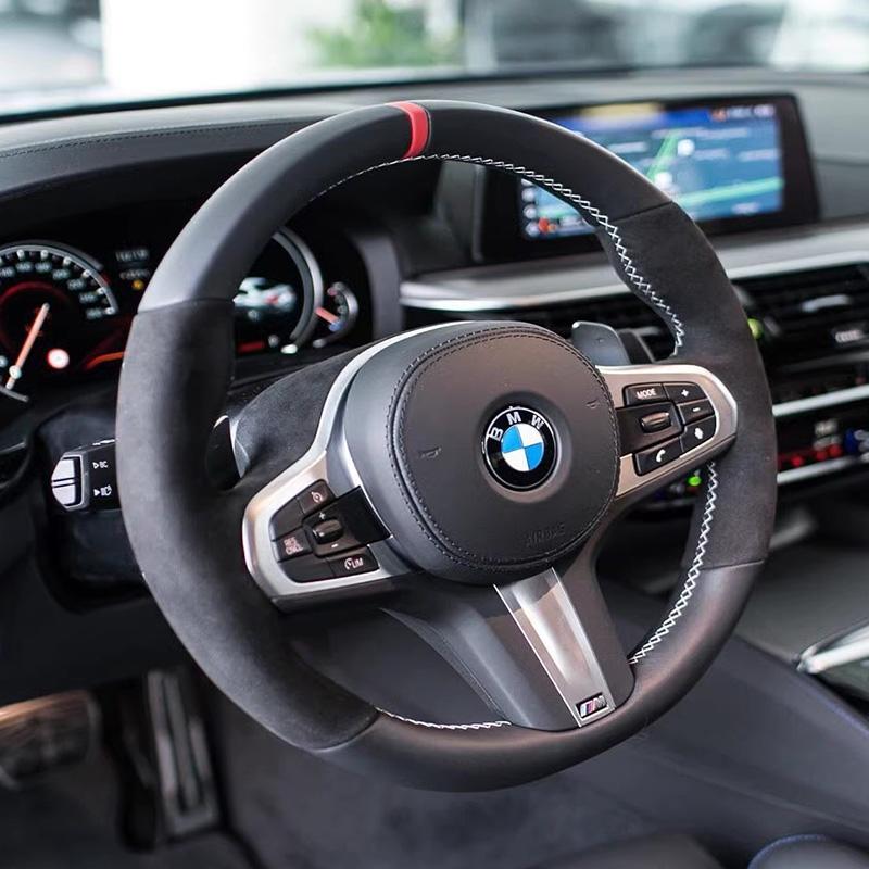 For BMW M Sport G30 G31 G32 G20 G21 G14 G16 X3 G05 X4 G02 X5 DIY Genuine Leather Car Interior Non-slip Car Steering Wheel Cover