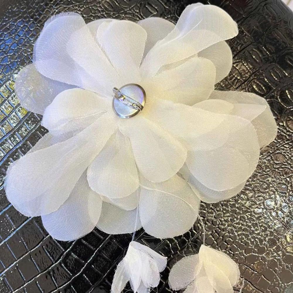 Fabric Three-dimensional Flower DIY Reusable Handmade Hanging Flowers with Tassels Embroidered Organza Flower