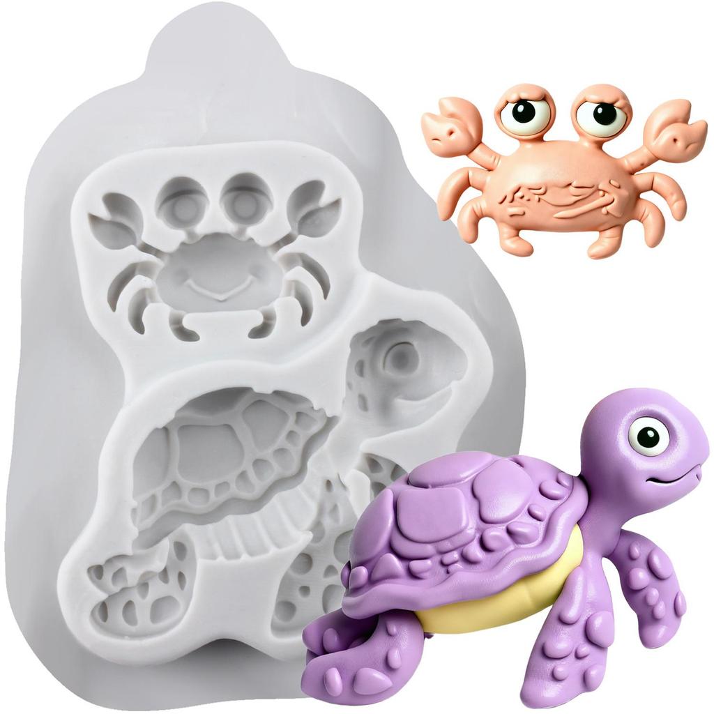 Форма силиконовая Русалка Дельфин Рыба Черепаха Краб Осьминог Морской конь Формы Инструменты для украшения торта Топпер для кекса Конфета Смола Глина Шоколад Мастика Форма