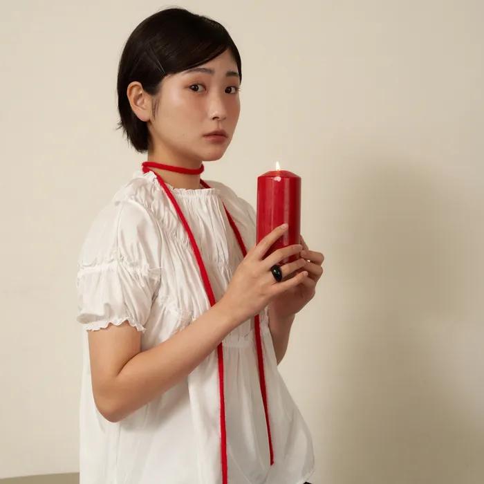 string knit scarf (red)