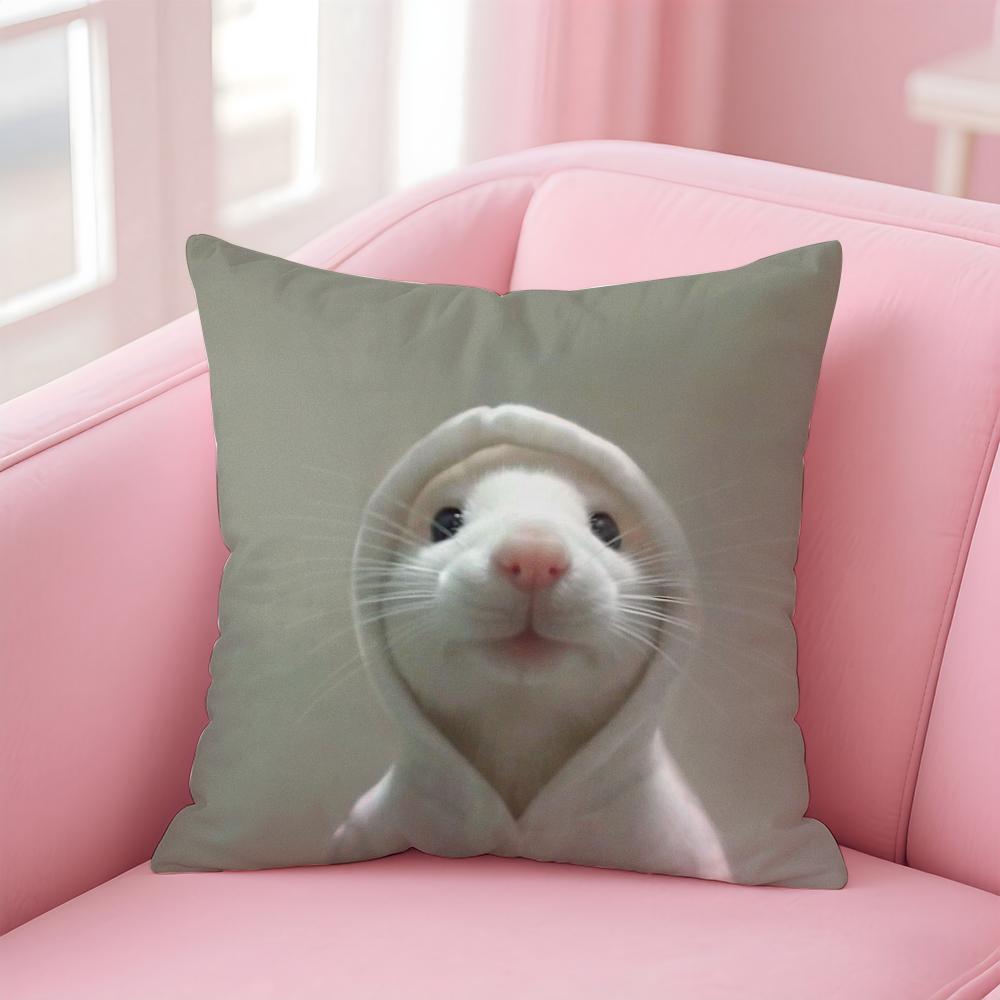 Kwaii Anime Cute Mouse Cushion Cover Pillowcase Short Plush Invisible zipper Room Sofa Cushion Cover