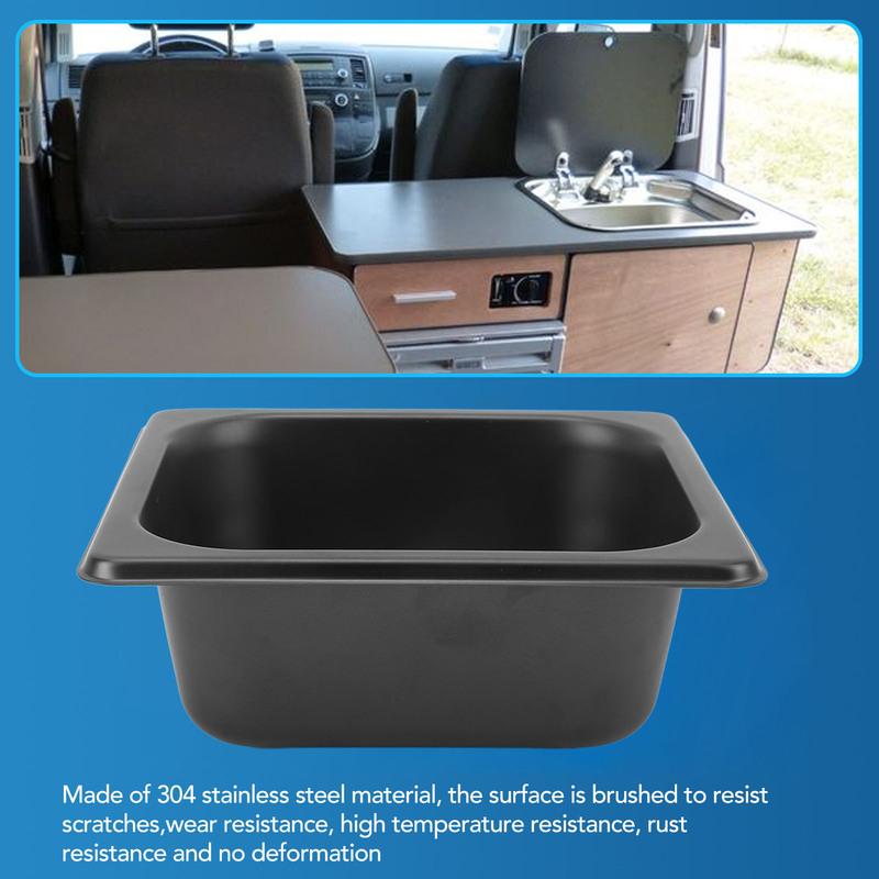 176×162×65mm RV Sink 304 Stainless Steel Black Electroplated Drop in Bar Sink for Boat RV Bathroom Sink Stainless Steel Sink