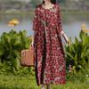 Этнический стиль Женское платье Лето Плюс Размер Принт Выше колена Рукав Семь Четвертей Длинные Платья
