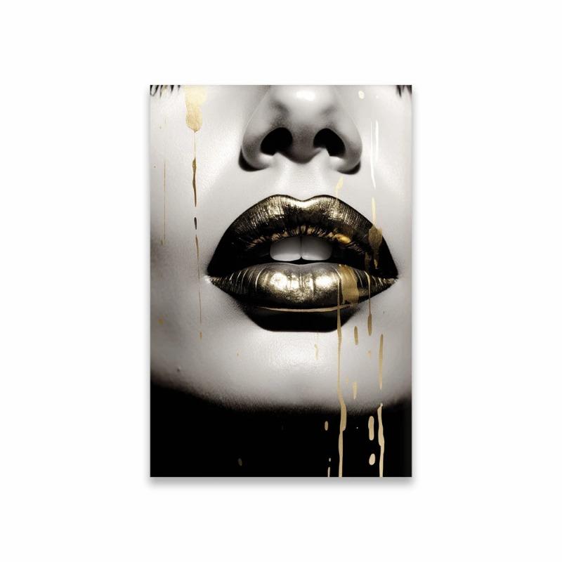 Abstract Woman Face Wallart Poster Girl Wall Art Portrait Gold Face Woman Art Print Living Decor Canvas Painting Modern Home Art