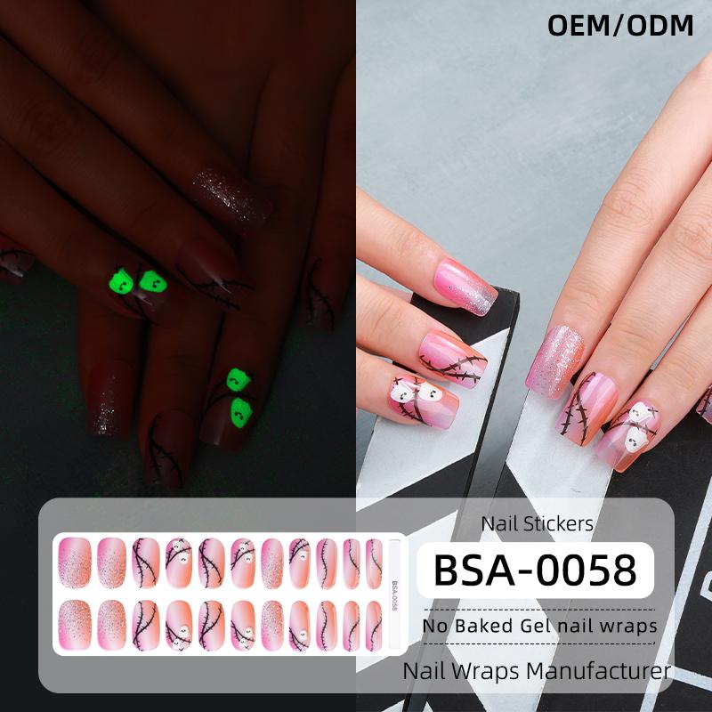 Hot Sale Autumn Winter Design Press-On 22 Gel Nail Wraps Strips No UV Lamp Free Baked Fully No Baked Cured Gel Nail Stickers