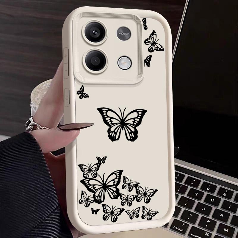 Fashion Butterfly Phone Shell For Xiaomi 13T 11T Pro Poco F6 Pro X6 M6 X5 Pro Redmi Note 13 12 11 10 Pro Max Shockproof Soft Matte Silicone Case Cover