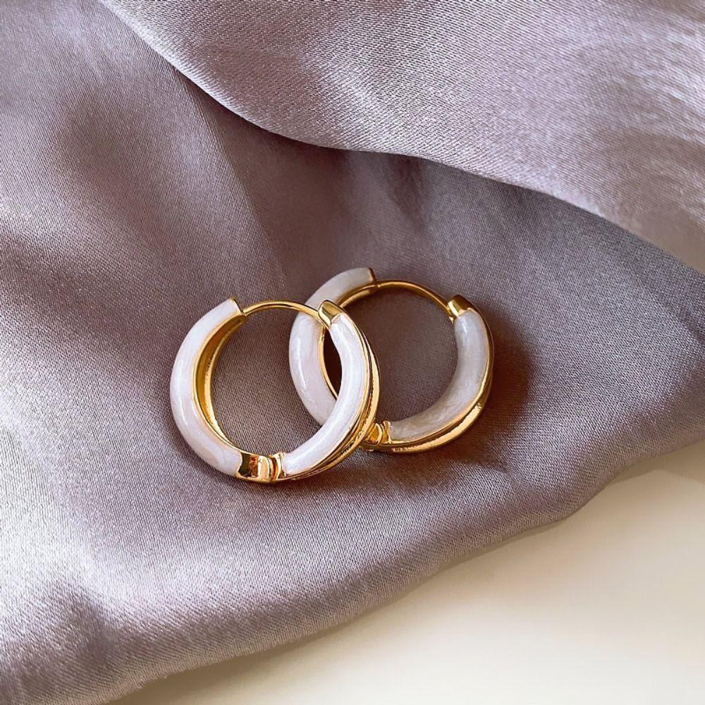 Exquisite Zinc Zinc Alloy Circle Women Jewelry Hoop Ear Buckle Korean Style Earrings Enamel Oil Drop Earrings