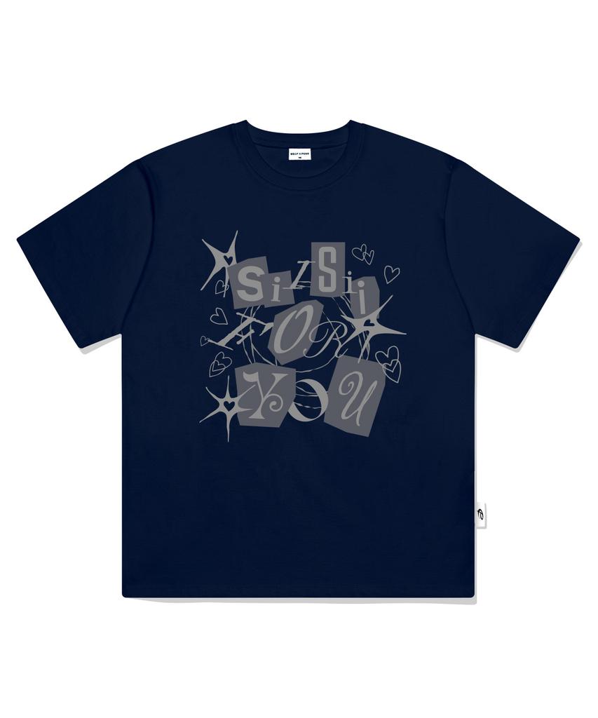 PAGESIISII Sisi For You Printed Short Sleeve T-Shirt Navy