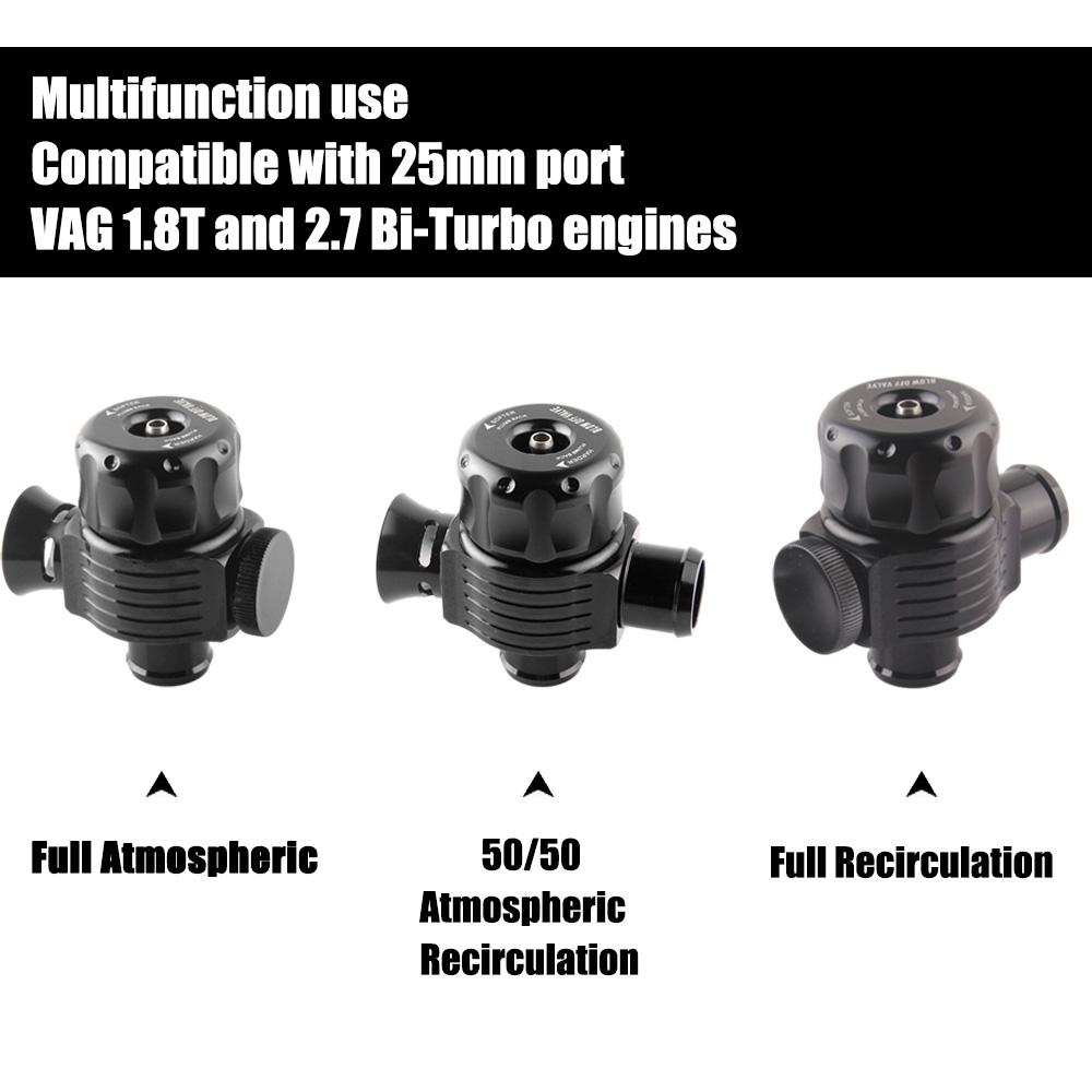 Universal 25mm Dual Port Aluminum Splitter Dump Blow off Turbo BOV Valve for VAG 1.8T Engine Performance Modification