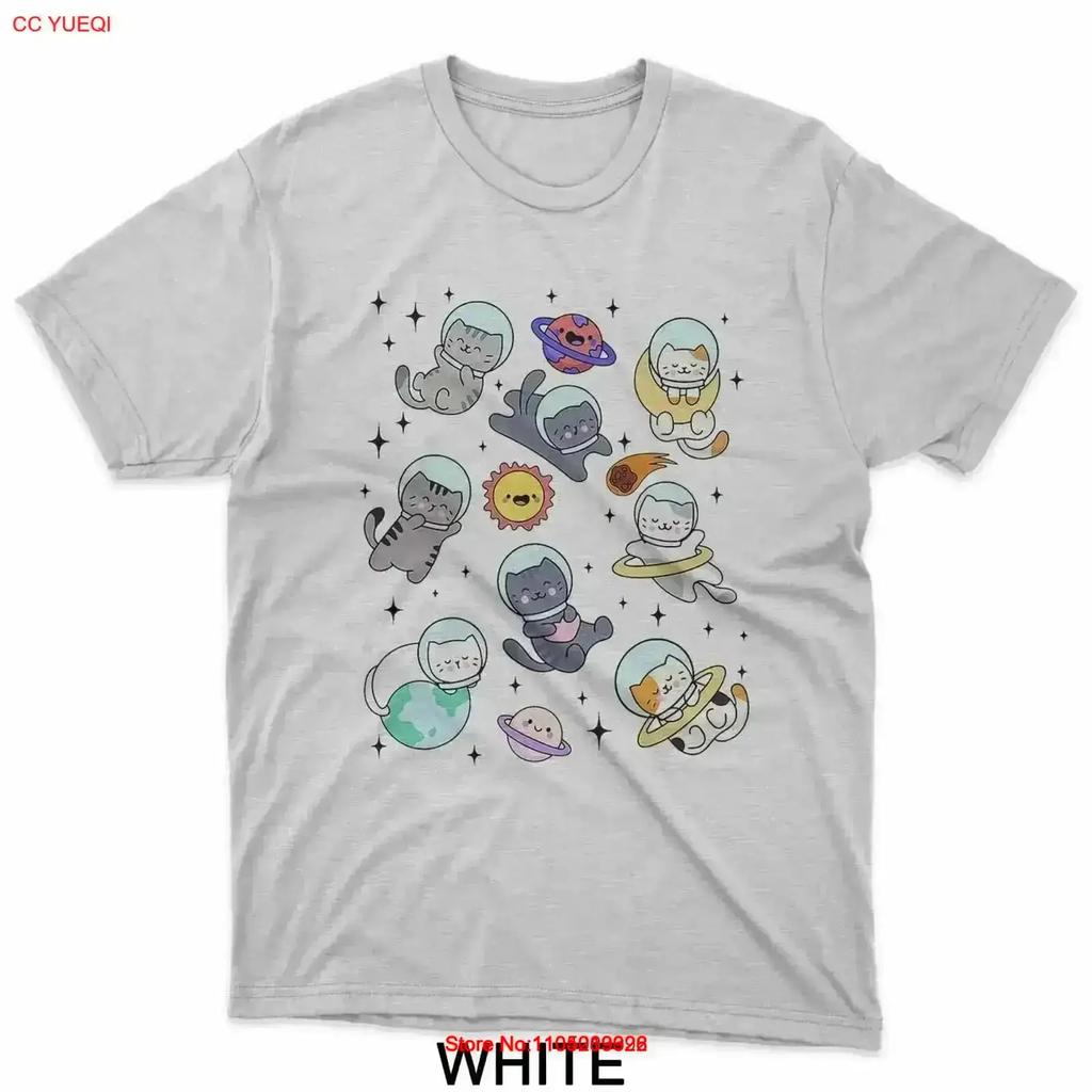 Funny Space Cats Astronaut in For Cat Lover Kitten T Shirt vintage Washed Soft graphic homme Stylish Casual Stretched vintage