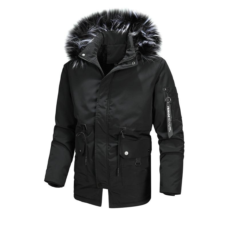 Winter Zipper Fit Thickened Warm Solid Color Blue Youth Zipper Digging Bag Casual Cotton Clothes