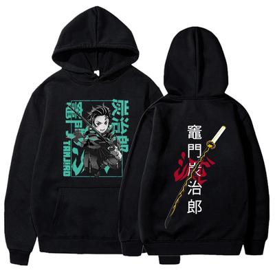 Толстовка с капюшоном Kamado Tanjirou Demon Slayer с принтом в стиле аниме, женская и мужская повседневная флисовая кофта с капюшоном и длинным рукавом