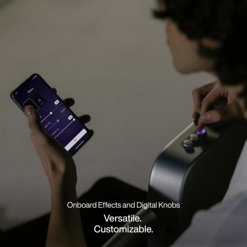 LAVA ME AIR Portable Carbon Fiber Acoustic-Electric Guitar. Beginner's Travel Guitar with Onboard Effects and Magnetic Pickup. Silver.